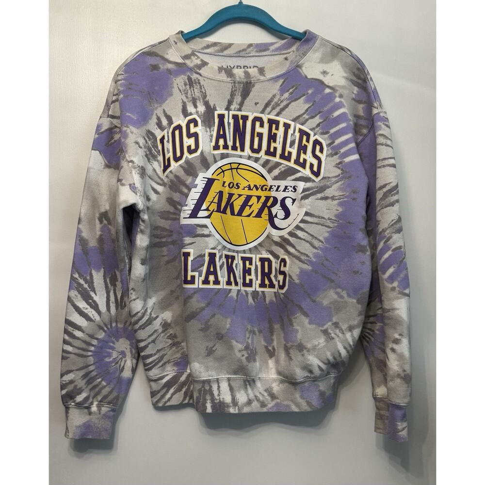 Los Angeles LA Lakers Purple Pull Over Tie Dye Sweatshirt Womens Size Medium NBA